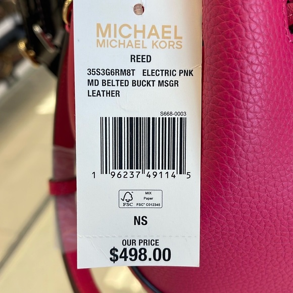 MICHAEL KORS 
Reed Md Pebbled Leather Bucket Bag Satchel Crossbody Handbag
NWT - Picture 9 of 16